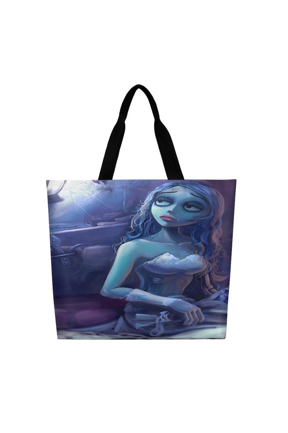 Corpse Bride Shoulder Shopping Bag Large Reusable Shopping Bags Portable Storage Handbag for Women Gift 40x40x16cm