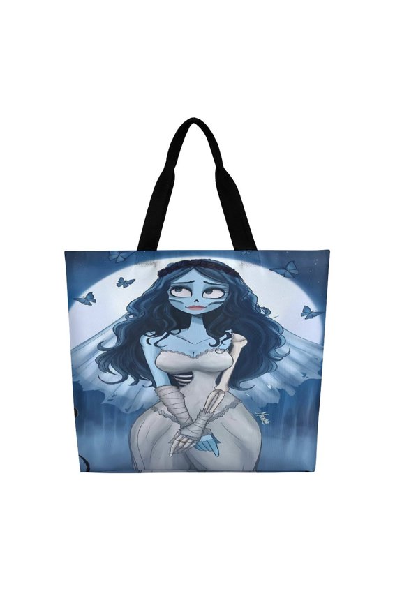 Corpse Bride Shoulder Shopping Bag Large Reusable Shopping Bags Portable Storage Handbag for Women Gift 40x40x16cm