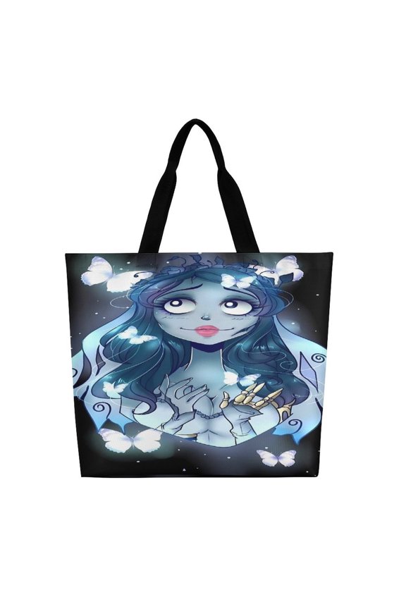 Corpse Bride Shoulder Shopping Bag Large Reusable Shopping Bags Portable Storage Handbag for Women Gift 40x40x16cm
