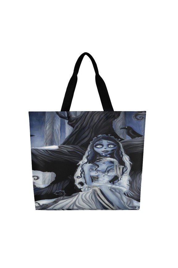 Corpse Bride Shoulder Shopping Bag Large Reusable Shopping Bags Portable Storage Handbag for Women Gift 40x40x16cm
