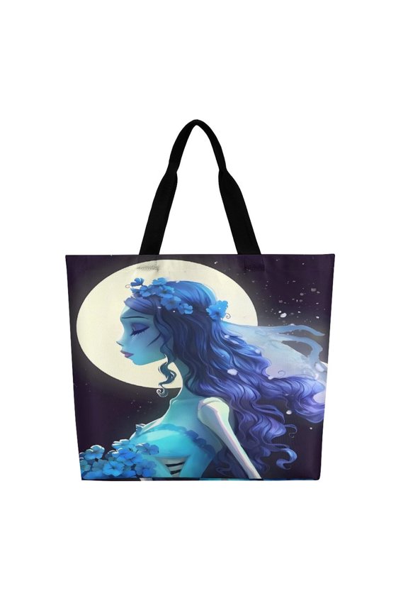 Corpse Bride Shoulder Shopping Bag Large Reusable Shopping Bags Portable Storage Handbag for Women Gift 40x40x16cm