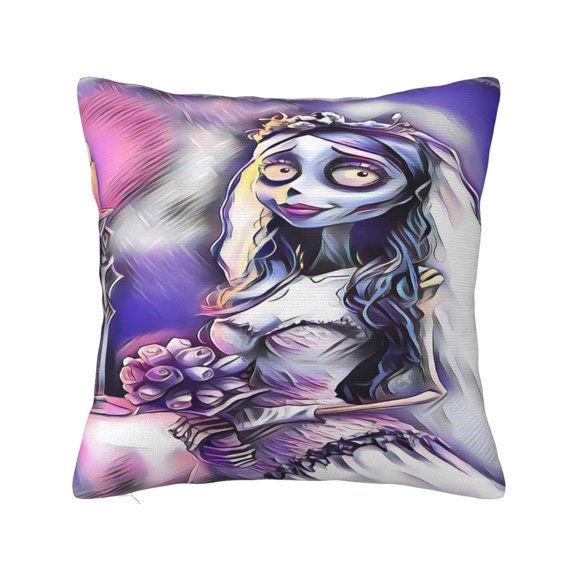 Corpse-Bride Pillow Covers, Soft Square Cushion Decorative Throw Pillow Covers For Living Room Couch Bed Sofa, Home Decor 24"X24"