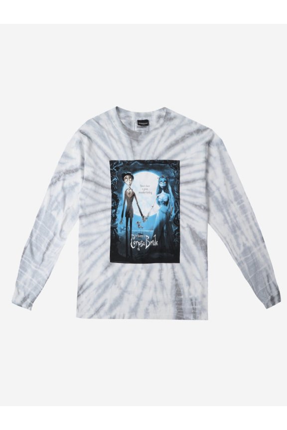 Corpse Bride Poster Art Crew Neck Long Sleeve Tie-Dye Adult Tee-Large