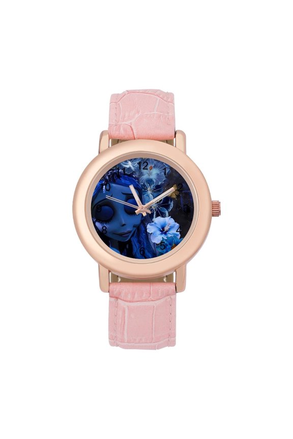 Corpse Bride Watch, Soft Leather Strap Watch Adult Classic Ladies Leather Strap Wrist Watch Adjustable Quartz Watch Fit for Wrist Sizes 5.7" to 8.7"