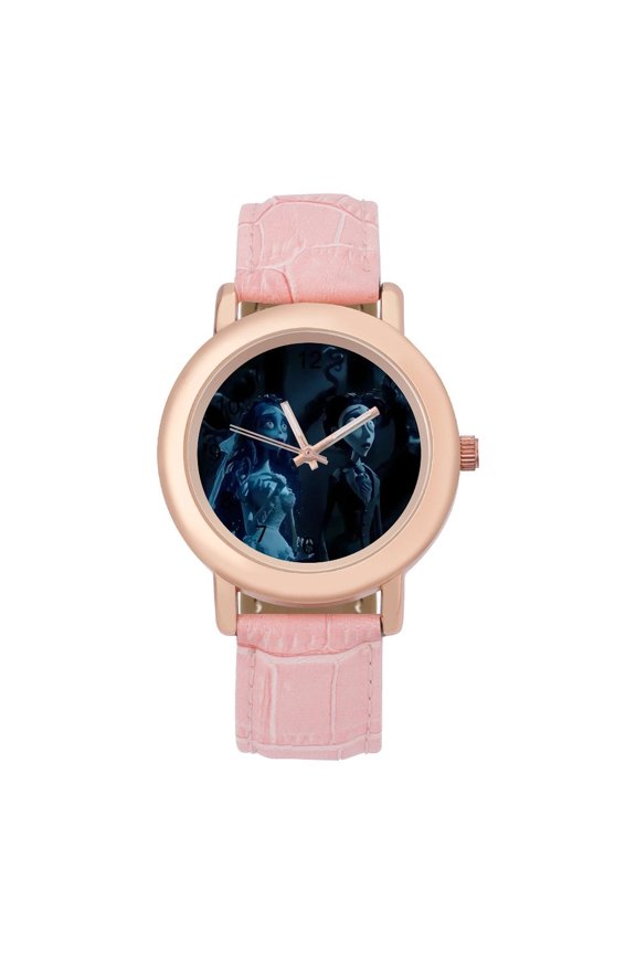 Corpse Bride Soft Leather Strap Watch Adult Classic Ladies Leather Strap Wrist Watch Adjustable Fit for Wrist Sizes 5.7" to 8.7"