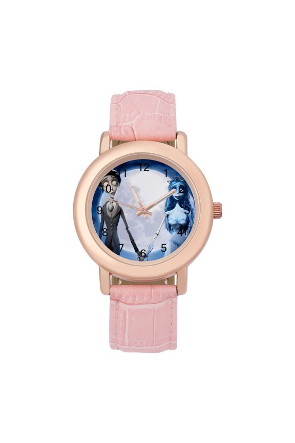 Corpse Bride Soft Leather Strap Watch Adult Classic Ladies Leather Strap Wrist Watch Adjustable Fit for Wrist Sizes 5.7" to 8.7"