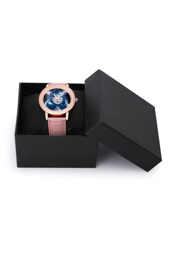 Corpse Bride Soft Leather Strap Watch Adult Classic Ladies Leather Strap Wrist Watch Adjustable Fit for Wrist Sizes 5.7" to 8.7"