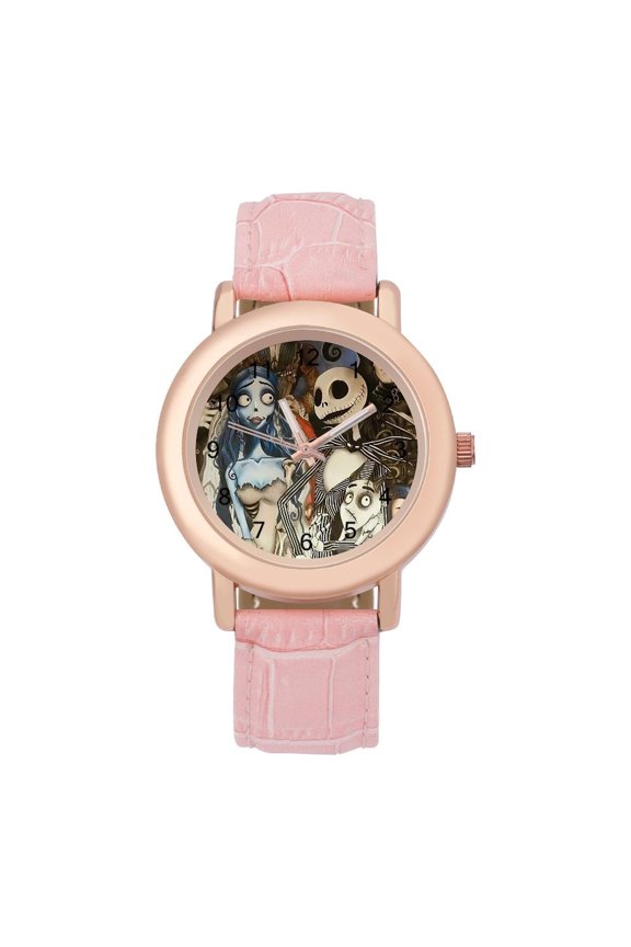 Corpse Bride Watch, Soft Leather Strap Watch Adult Classic Ladies Leather Strap Wrist Watch Adjustable Quartz Watch Fit for Wrist Sizes 5.7" to 8.7"