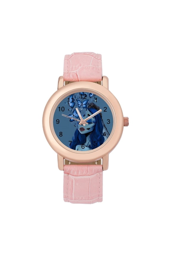 Corpse Bride Soft Leather Strap Watch Adult Classic Ladies Leather Strap Wrist Watch Adjustable Fit for Wrist Sizes 5.7" to 8.7"