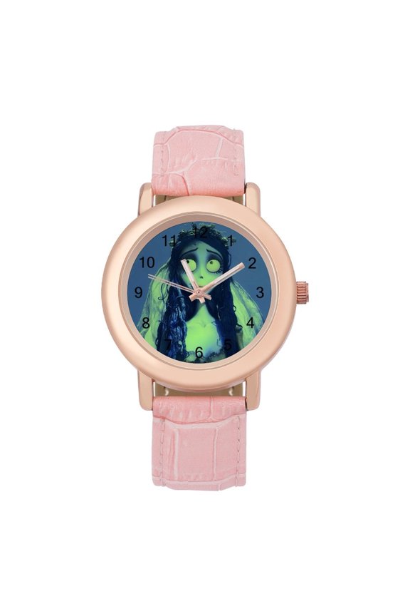 Corpse Bride Watch, Soft Leather Strap Watch Adult Classic Ladies Leather Strap Wrist Watch Adjustable Quartz Watch Fit for Wrist Sizes 5.7" to 8.7"