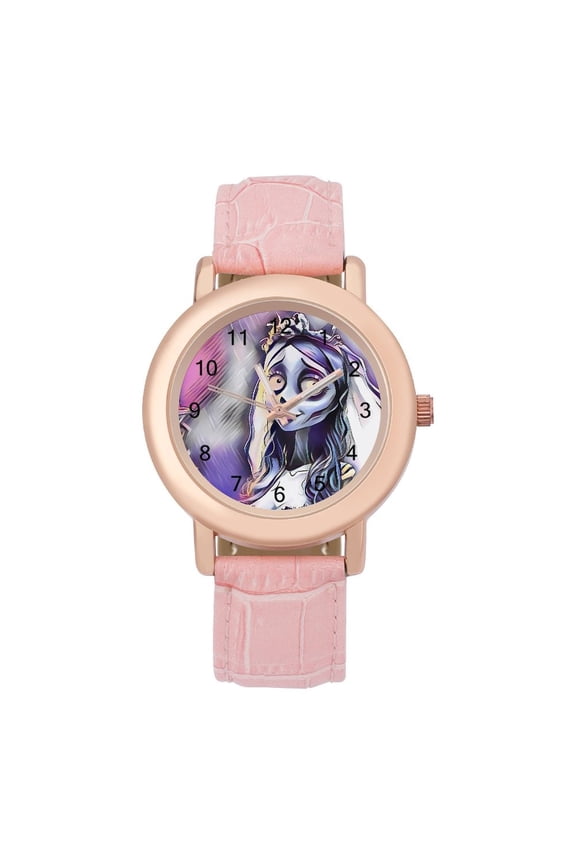 Corpse Bride Watch, Soft Leather Strap Watch Adult Classic Ladies Leather Strap Wrist Watch Adjustable Quartz Watch Fit for Wrist Sizes 5.7" to 8.7"