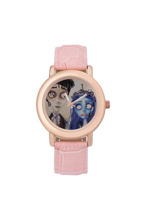 Corpse Bride Soft Leather Strap Watch Adult Classic Ladies Leather Strap Wrist Watch Adjustable Fit for Wrist Sizes 5.7" to 8.7"