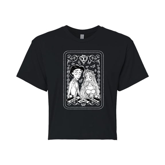 Corpse Bride - Victor And Emily - Juniors Cropped Graphic T-Shirt