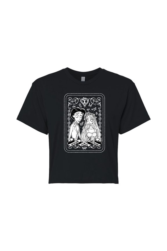 - Victor And Emily - Juniors Cropped Graphic T-Shirt