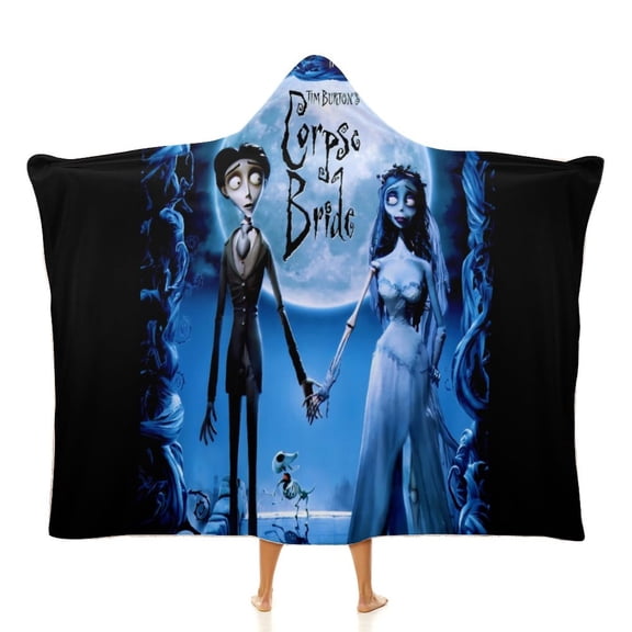 Corpse Bride Wearable Blanket Fleece Hooded Robe Cloak Throw Quilt Poncho Microfiber Sherpa Plush Warm Wrap Multiple-Size 40"x50"