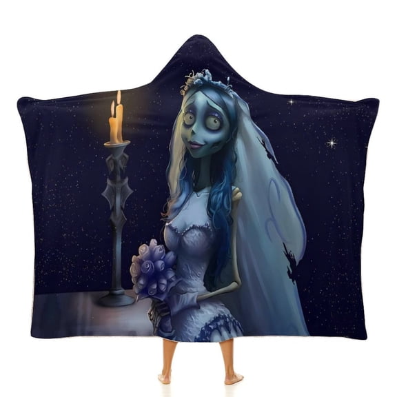 Corpse Bride Wearable Blanket Fleece Hooded Robe Cloak Throw Quilt Poncho Microfiber Sherpa Plush Warm Wrap Multiple-Size 40"x50"