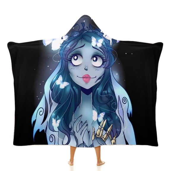 Corpse Bride Wearable Blanket Fleece Hooded Robe Cloak Throw Quilt Poncho Microfiber Sherpa Plush Warm Wrap Multiple-Size 50"x60"