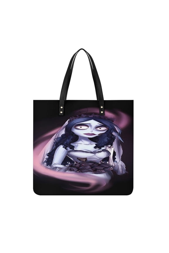 Corpse Bride Handbags PU Leather Purses And Handbags For Girl Ladies Handle Shoulder Satchel Bag with Top Magnetic Snap Closure 39x39cm
