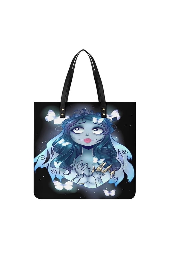Corpse Bride Handbags PU Leather Purses And Handbags For Girl Ladies Handle Shoulder Satchel Bag with Top Magnetic Snap Closure 39x39cm