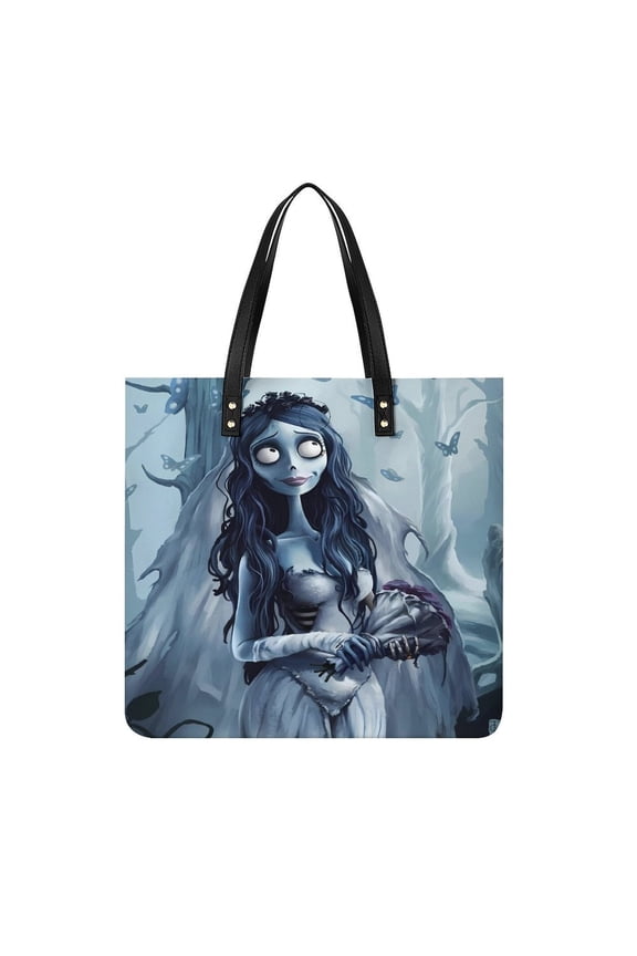 Corpse Bride Handbags PU Leather Purses And Handbags For Girl Ladies Handle Shoulder Satchel Bag with Top Magnetic Snap Closure 39x39cm