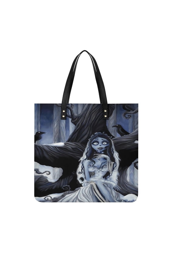 Corpse Bride Handbags PU Leather Purses And Handbags For Girl Ladies Handle Shoulder Satchel Bag with Top Magnetic Snap Closure 39x39cm