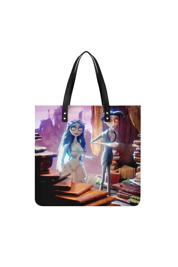 Corpse Bride Handbags PU Leather Purses And Handbags For Girl Ladies Handle Shoulder Satchel Bag with Top Magnetic Snap Closure 39x39cm