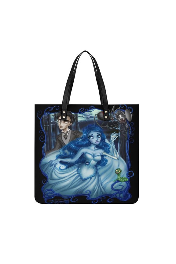 Corpse Bride Handbags PU Leather Purses And Handbags For Girl Ladies Handle Shoulder Satchel Bag with Top Magnetic Snap Closure 39x39cm