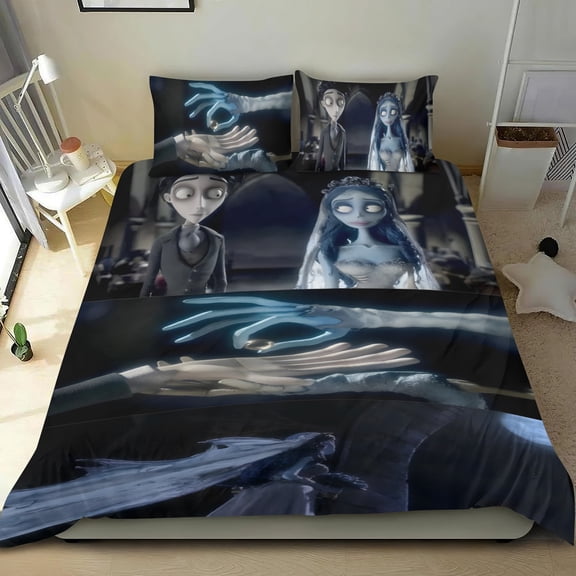 Corpse Bride cotton sheet trio, three-piece, cozy and skin-friendly with a unique design, premium fabric, ideal home decor gifts, 53x79 in (135*200 cm).