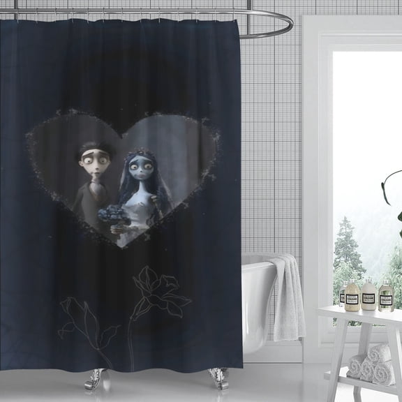 Corpse Bride shower curtain showcases a popular design, is waterproof, and can be swiftly hung, perfectly elevating your bathroom's ambiance. Size: 59" x 71" (150 x 180 cm).