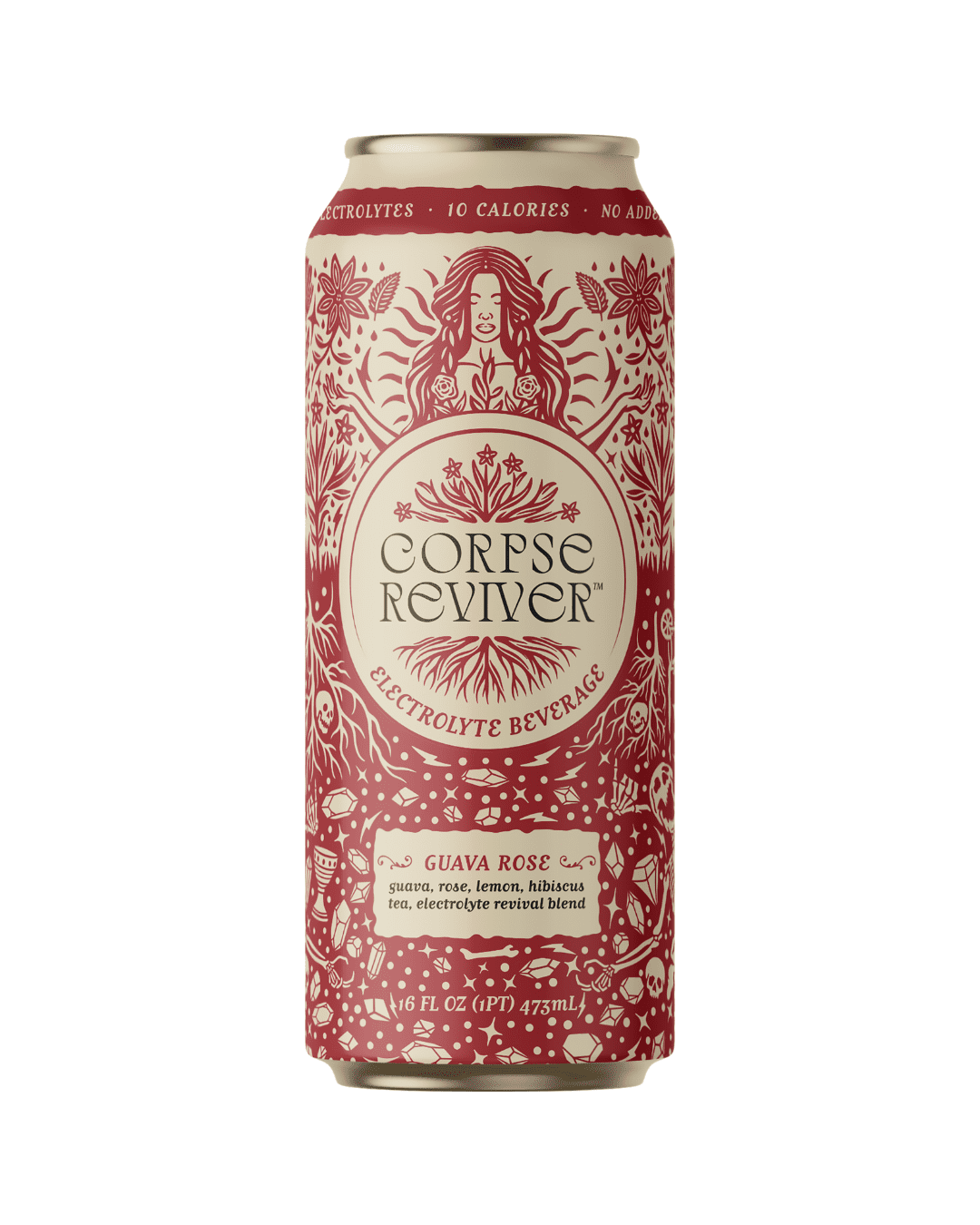 Corpse Reviver Guava Rose Electrolyte Hydration Drink – Sparkling Water, Non-Alcoholic, 16 fl oz Cans, Single