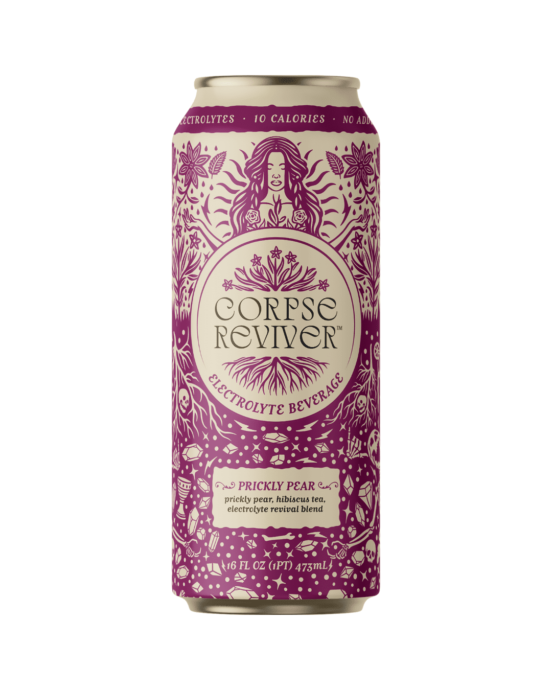 Corpse Reviver Prickly Pear Electrolyte Hydration Drink – Sparkling Water, Non-Alcoholic, 16 fl oz Cans, Single