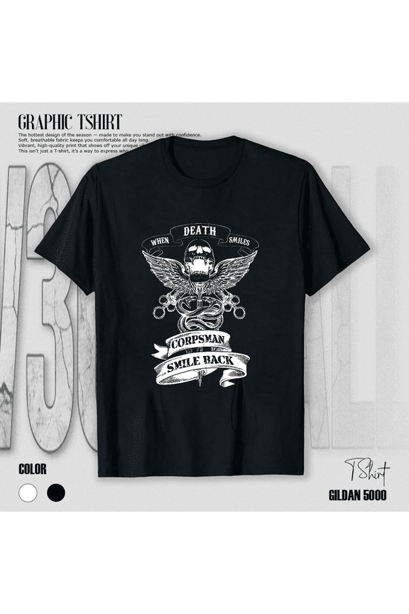 Corpsman Smile Back 8404 Veteran Military Medical Pride Graphic Unisex T-Shirt V19376, up to size 5XL