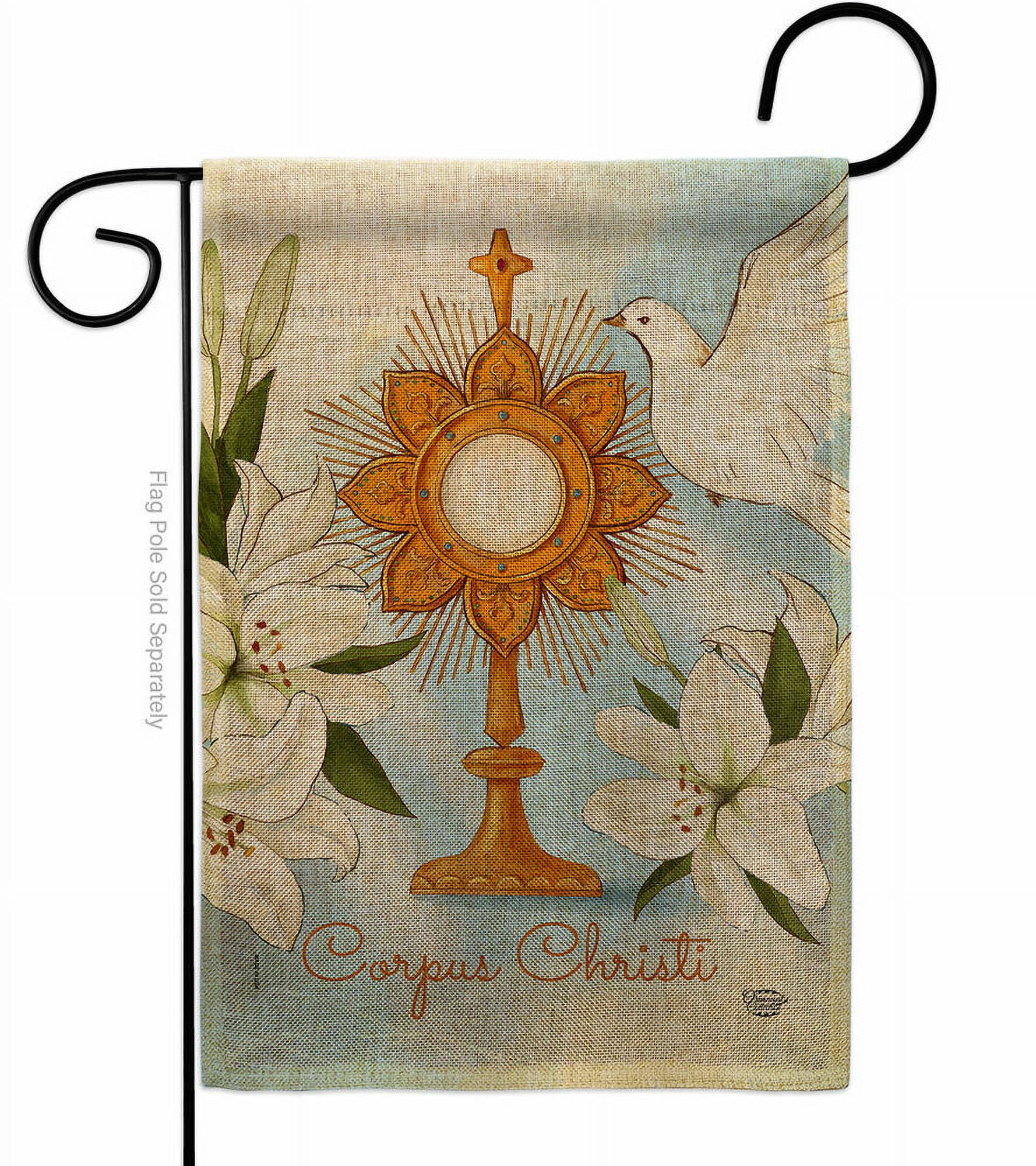 Corpus Christi Burlap Garden Flag Religious First Communion Yard Banner