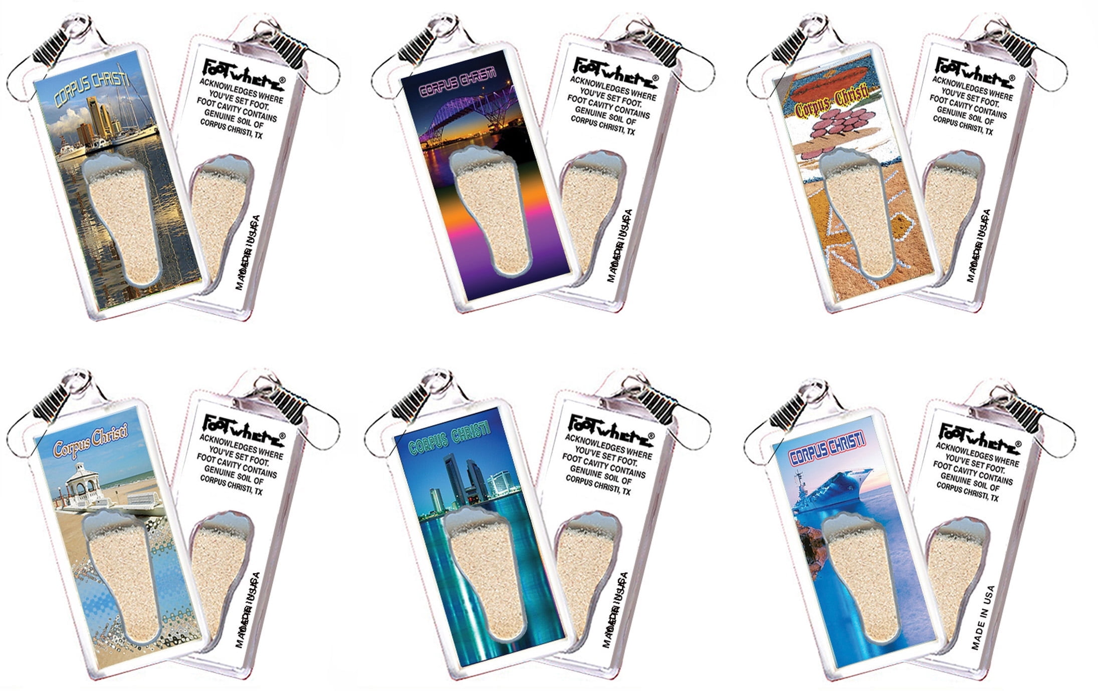 Corpus Christi FootWhere® Souvenir Lanyard. Made in USA