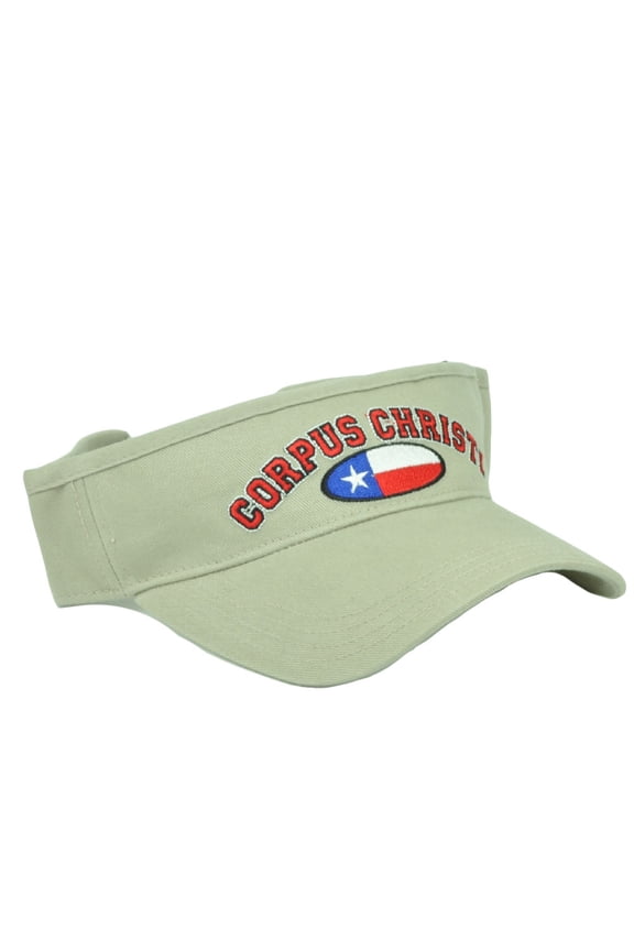 Corpus Christi Texas City State Beige Sun Visor Adjustable Hat Beaches Bay