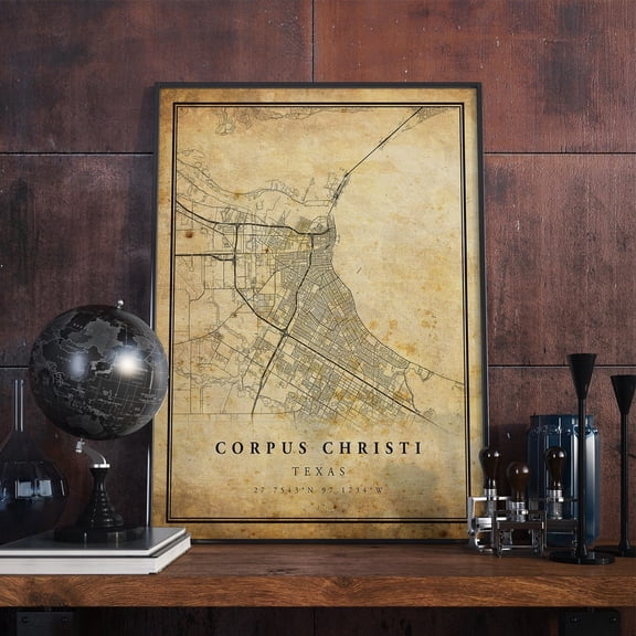 Corpus Christi Texas Vintage City Map Decorative Interior Home Wall Art Poster