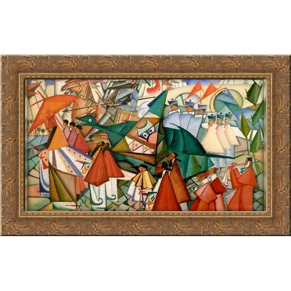 Corpus Christi procession 24x16 Gold Ornate Wood Framed Canvas Art by Amadeo de Souza-Cardoso