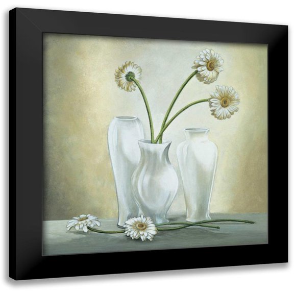 Corradini, Lisa 12x12 Black Modern Framed Museum Art Print Titled - Vasi bianchi con gerbere