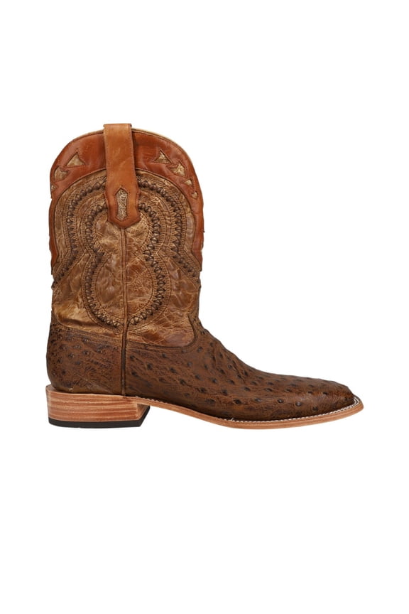 Mens Orix Embroidered Ostrich Square Toe Cowboy  Mid Calf Dres