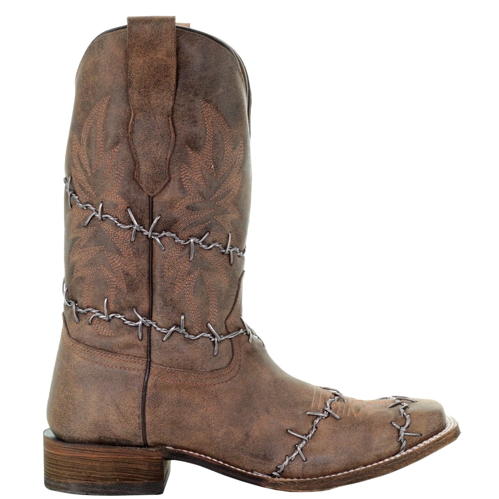 Corral Men's Wide Square Toe Western Moka Embroidered Boots