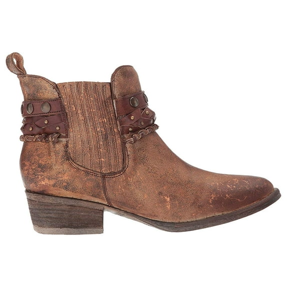 Corral Boots Women's Harness and Studs Booties Round Toe Brown