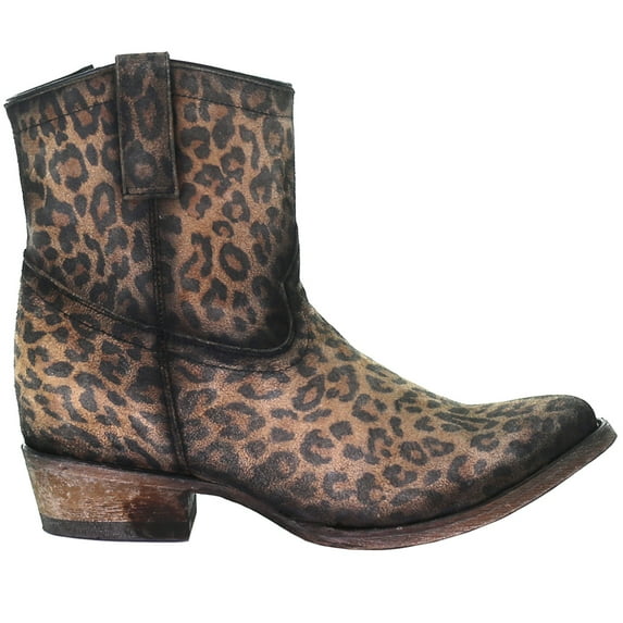 Corral Boots Womens Cheetah Snip Toe Cowboy Ankle Boots