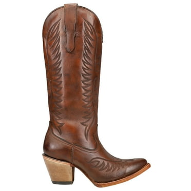 Corral Boots Womens Cognac Embroidered Snip Toe Cowboy  Mid Calf Boots