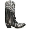 thumbnail image 1 of Corral Boots Womens Crater Fringe Glitter Tooled Inlay Snip Toe Cowboy  Mid, 1 of 3