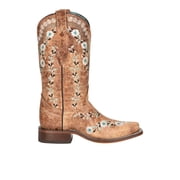 Corral Boots Womens Distressed Glow In The Dark Floral Embroidered Square T