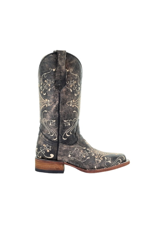 Womens Dragonfly Embroidered Square Toe Cowboy  Tall Boots