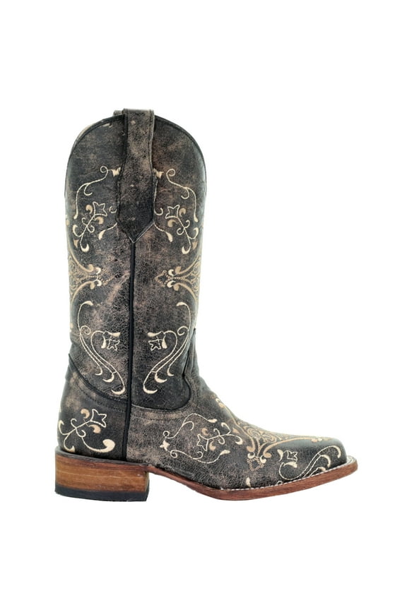 Womens Dragonfly Embroidered Square Toe Cowboy Tall Boots