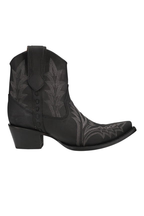 Womens Embroidered Snip Toe Zippered Cowboy  Ankle Boots