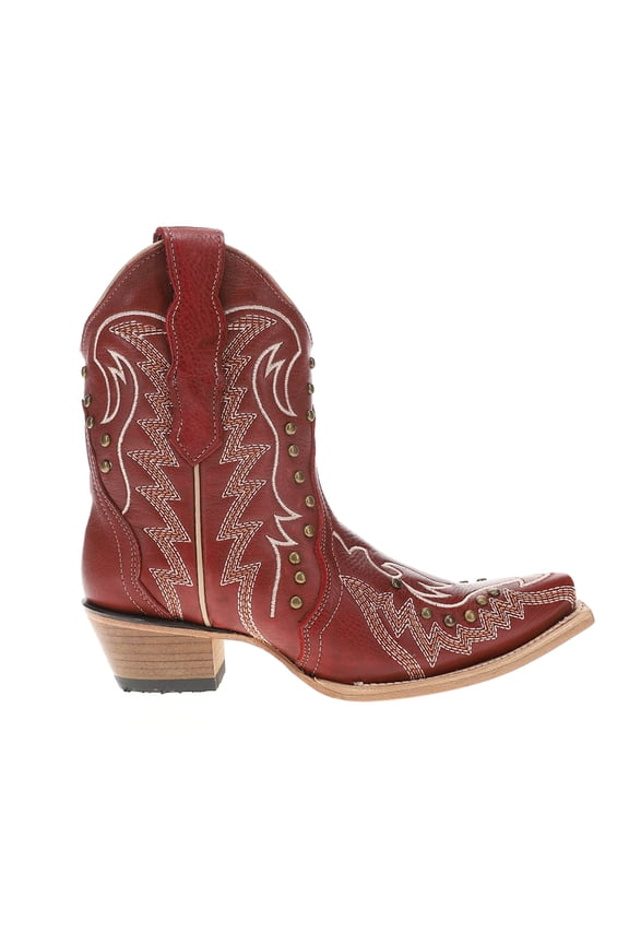Womens Embroidered Studded Snip Toe Cowboy Ankle Boots
