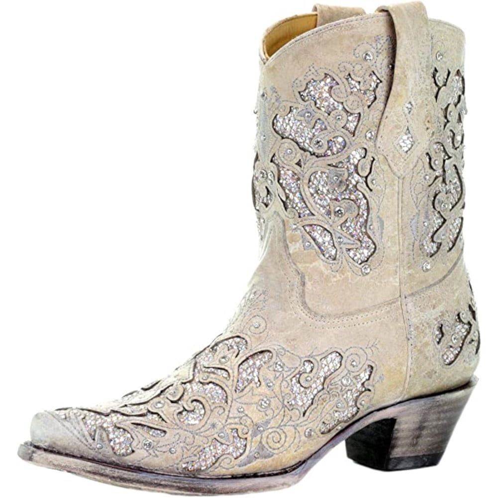 CORRAL Adult Female Glitter Inlay and Crystals Ankle Boots, Color ...